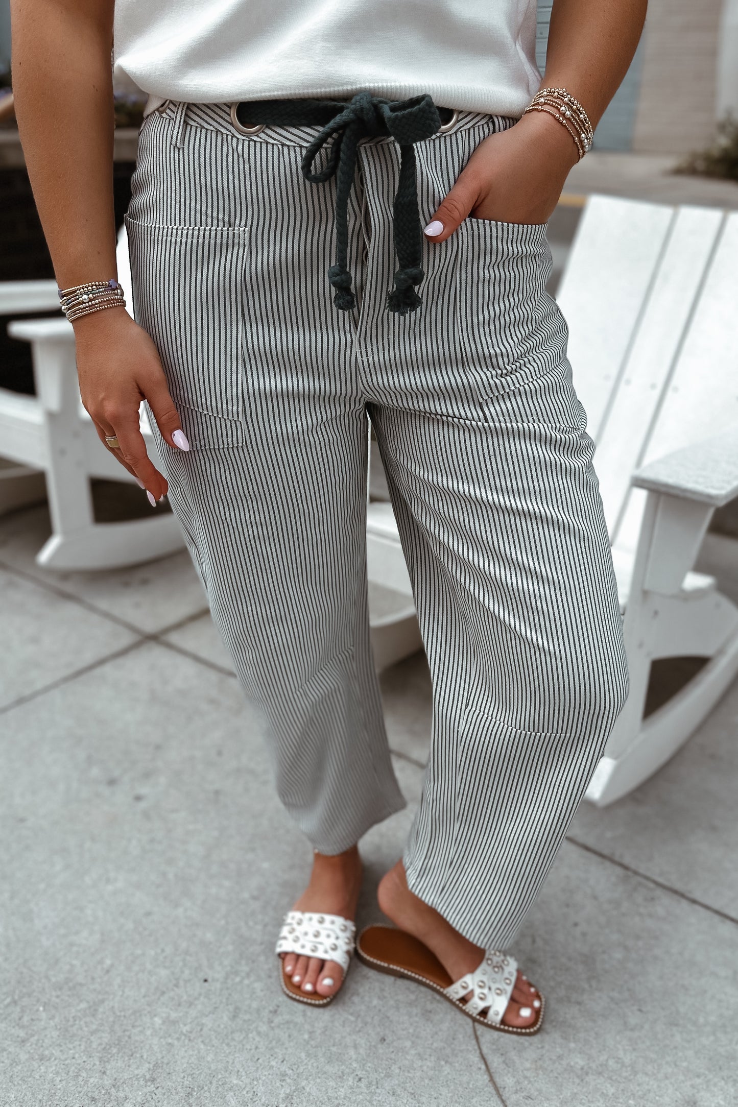 Joelle Striped Barrel Pants