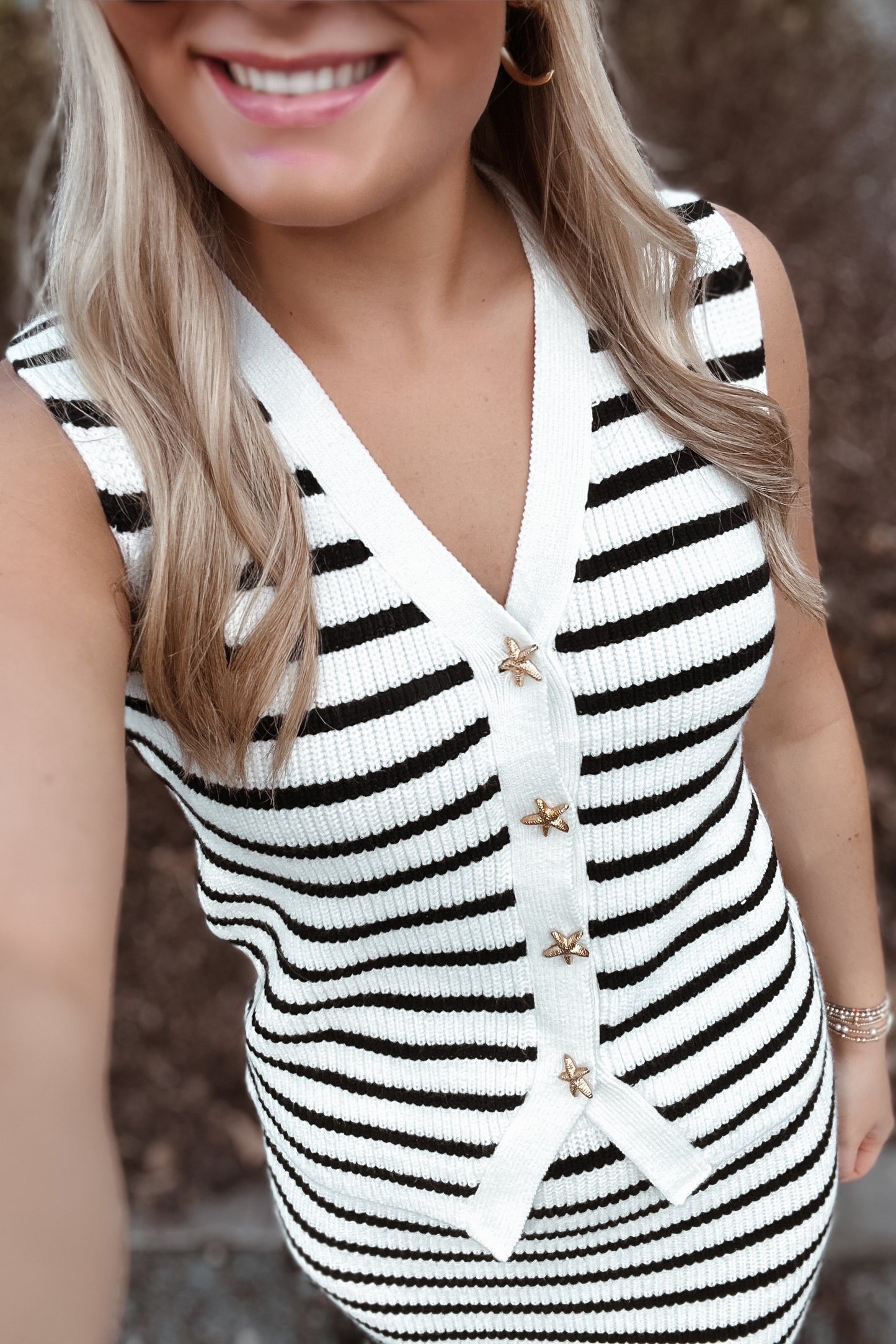 Starfish Button Striped Knit Set