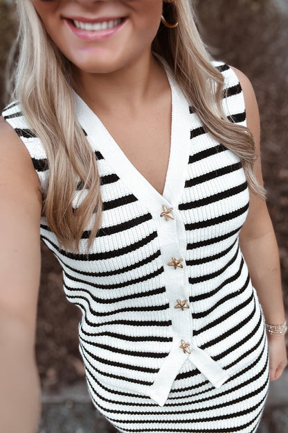 Starfish Button Striped Knit Set