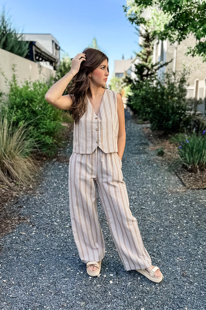 Cove Striped Set in Taupe