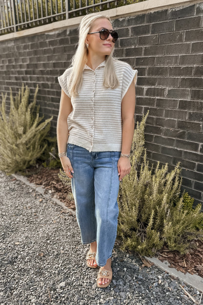 Cashmere Knit Striped Cardigan