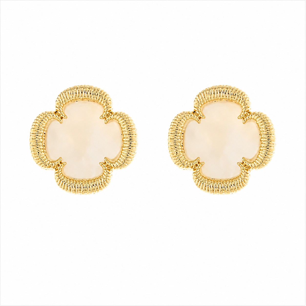 Stefani Clover Chrome Stud Earrings