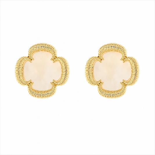 Stefani Clover Chrome Stud Earrings