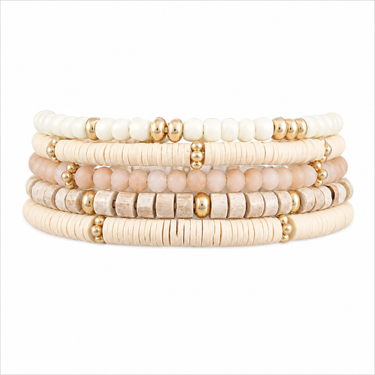 Ivory Beaded Bracelet Set