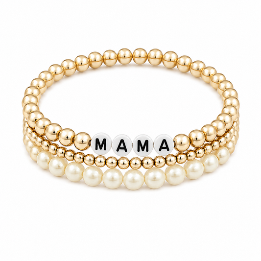 Mama Bead and Pearl Bracelet