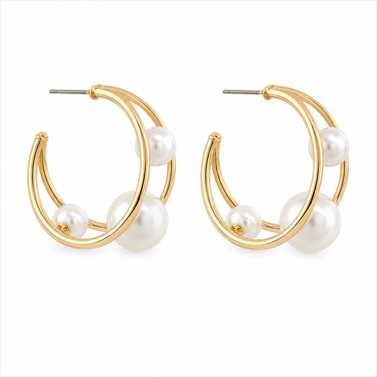 Yoana Floating Pearl Hoops