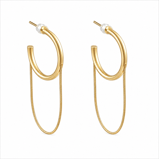 Adelaide Herringbone Drop Hoops