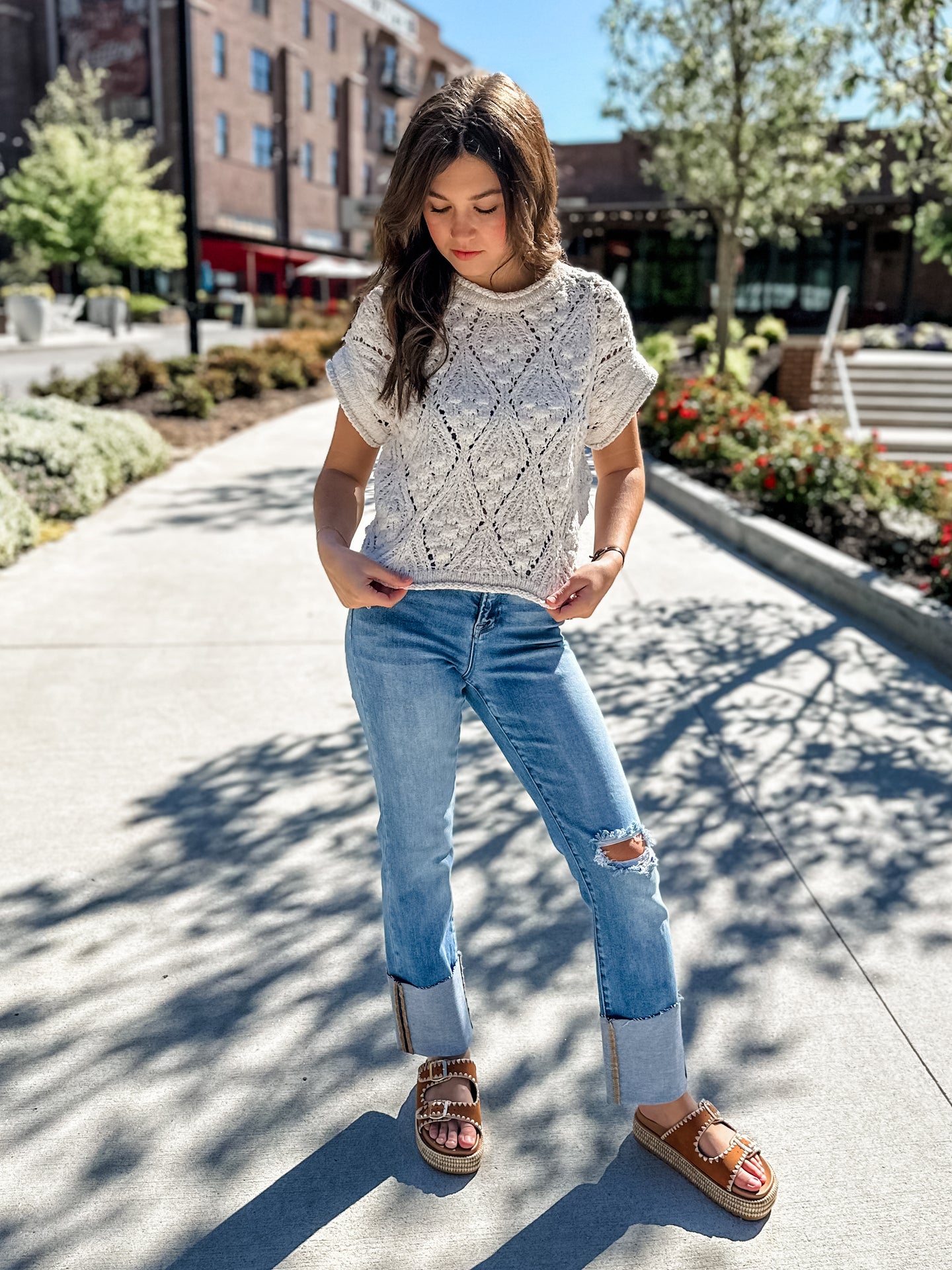 Isla Ivory Knit Short Sleeved Sweater