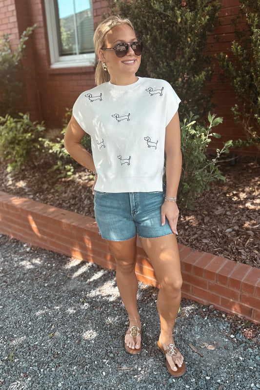 Hot Dog Sleeveless Sweater Top