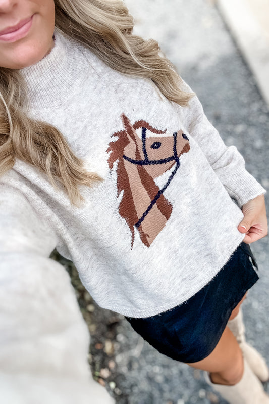 Hannah Horse Mock Neck Sweater