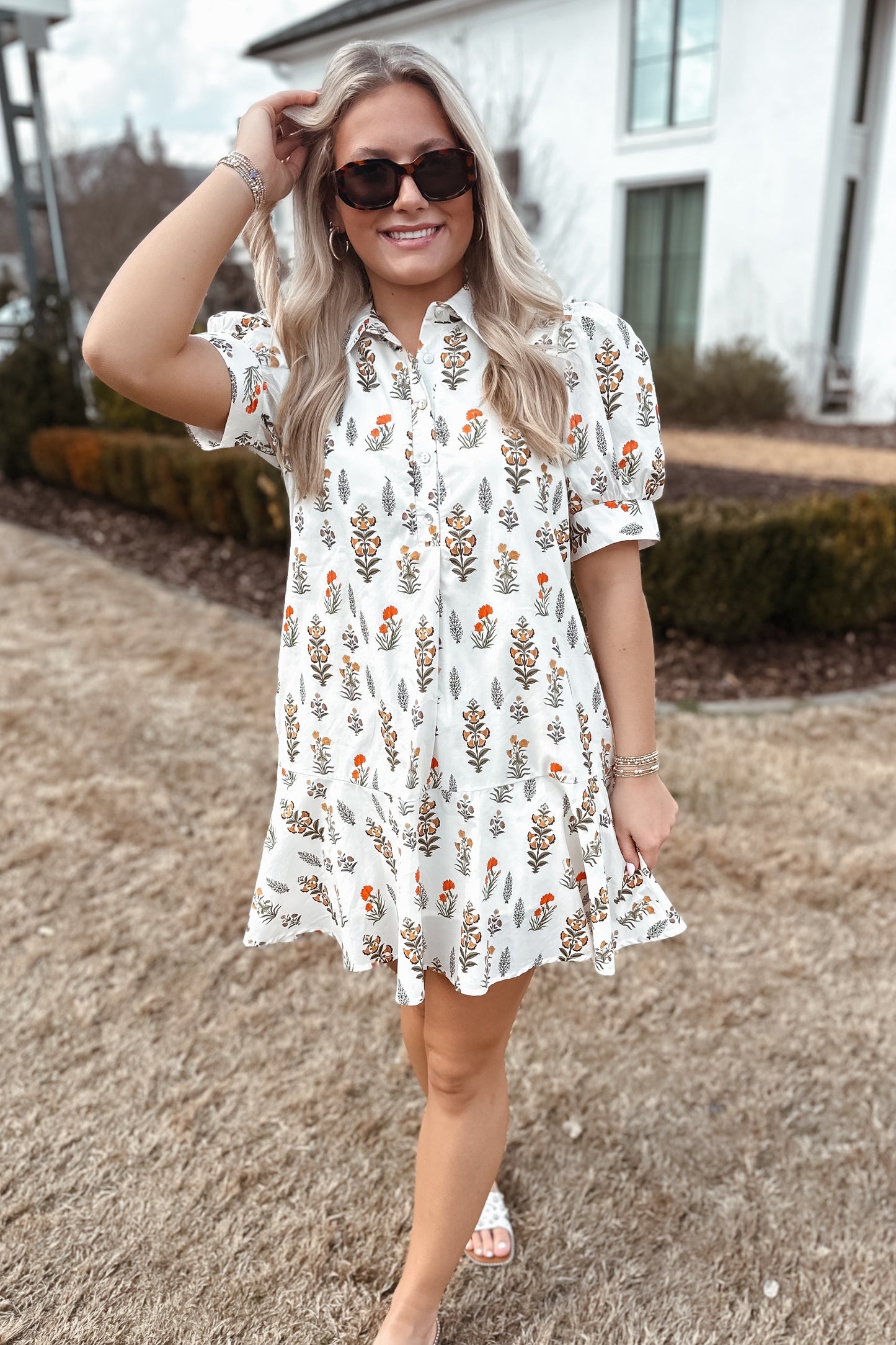 Flora Puff Sleeve Mini Dress