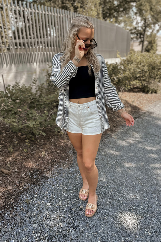 Emmy Striped Long Sleeved Button Down Top