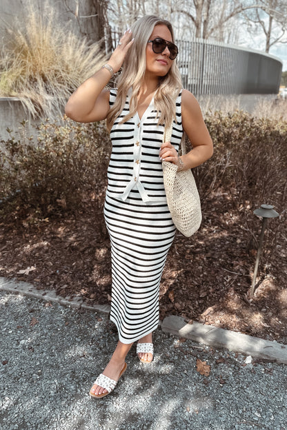 Starfish Button Striped Knit Set