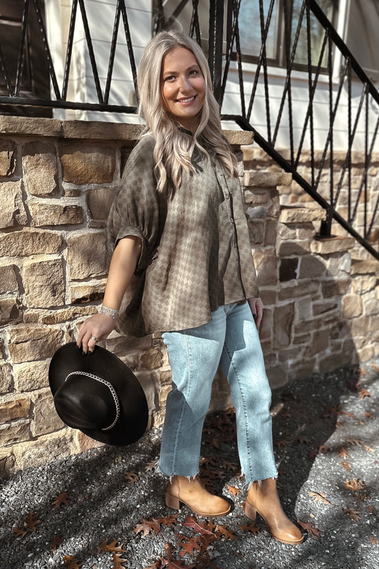 That's My Call Checkered Oversized Top