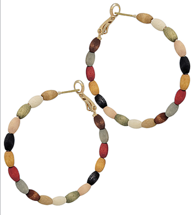 Wood Beaded Hoops