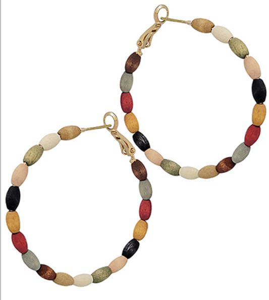 Wood Beaded Hoops