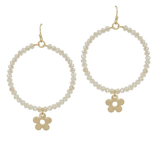 Flower Charm Beaded Hoops