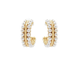 Belen Pearl & Gold Hoops