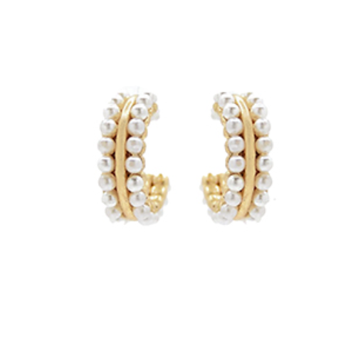 Belen Pearl & Gold Hoops