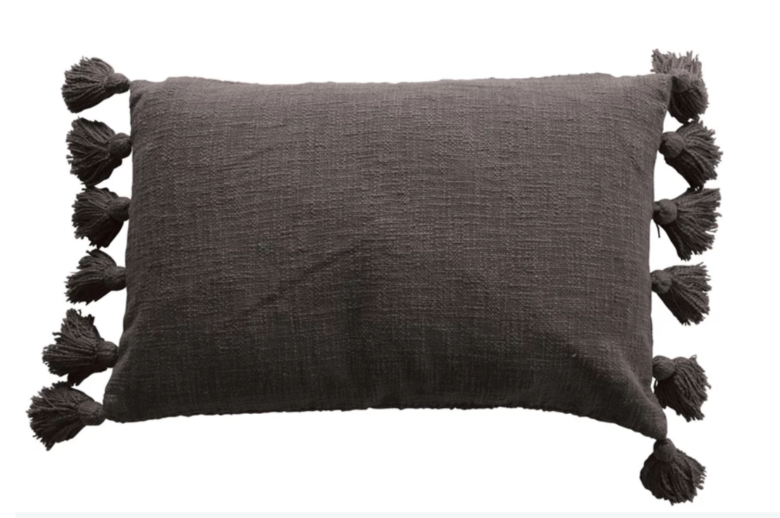 Tassel Lumbar Pillow- Iron