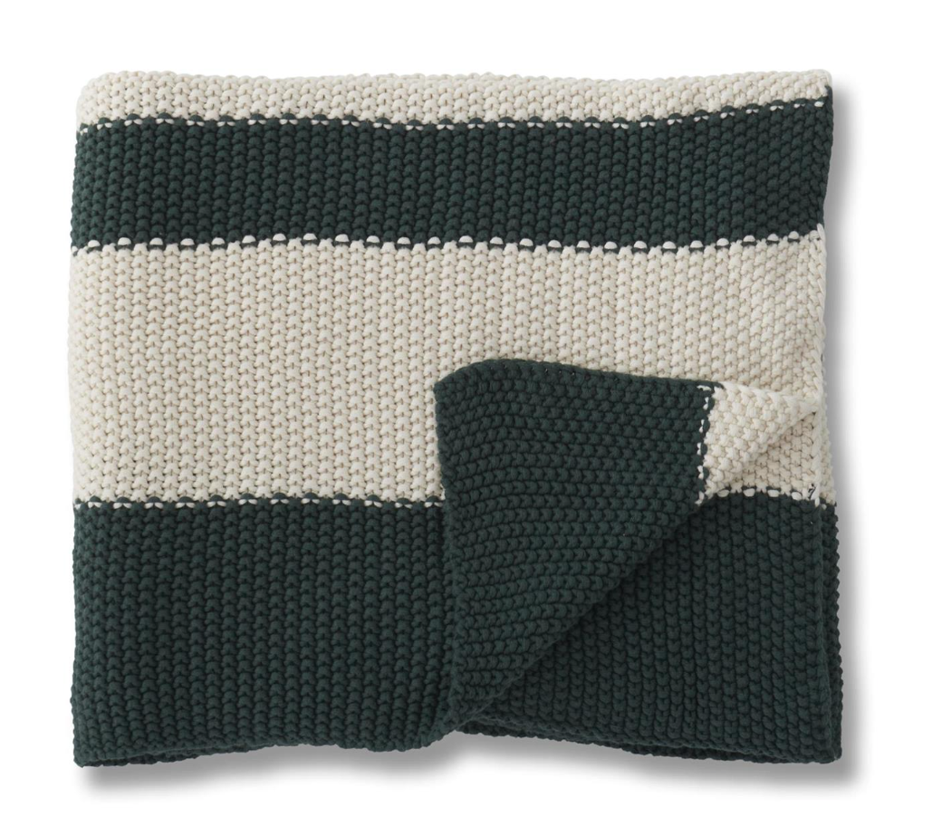 Greer Green & Cream Striped Throw