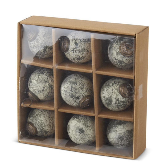 Forest Speckle Glass Ornament (Set of 9)