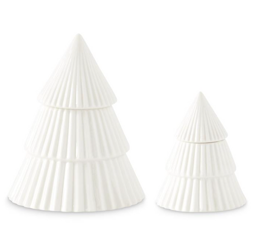 Ruby Ribbed Lidded Christmas Tree Containers
