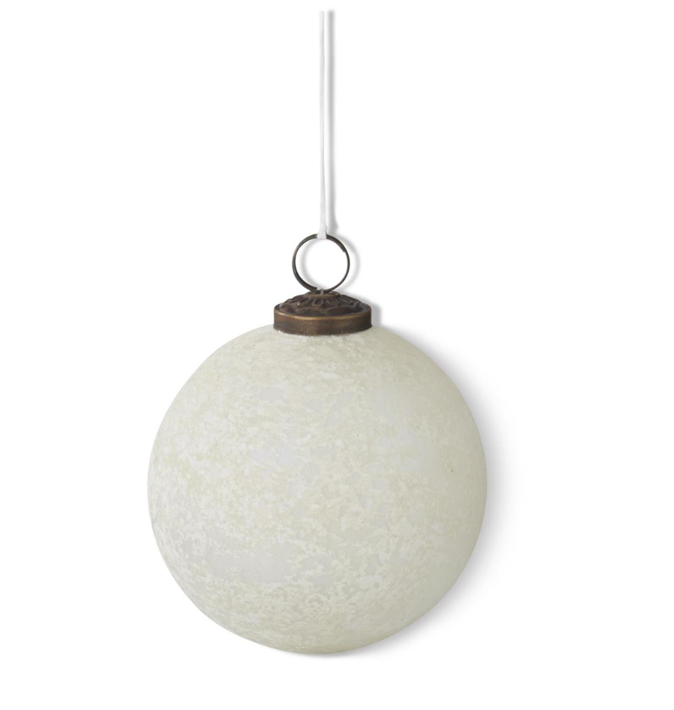 Ivy White Frosted Ball Ornament