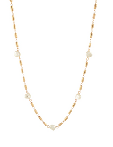 Pearl & Linked Cylinder Necklace