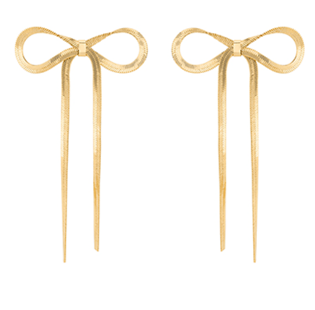 Bow Herringbone Chain Earrings