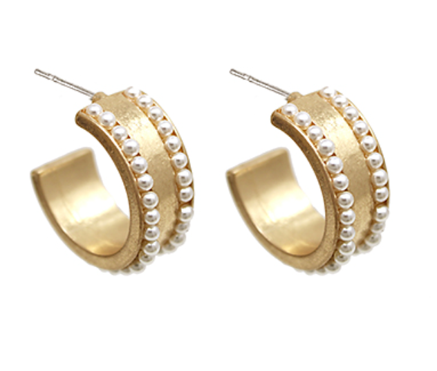 Jane Pearl Gold Hoops