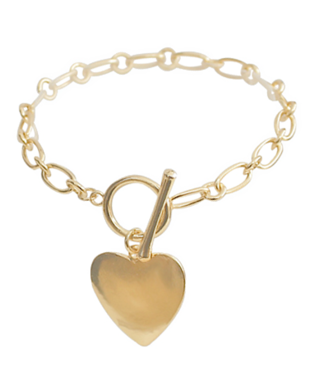 Gold Heart & Clip Chain Bracelet