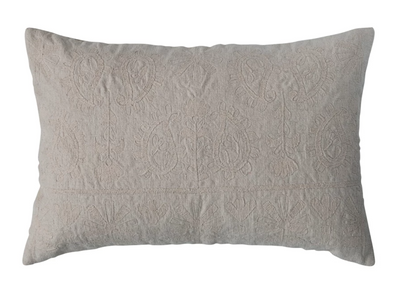 Ivory Embroidered Paisley Pattern Pillow