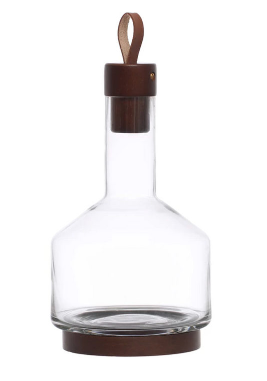 Glass Bottle with Acacia Wood Accent