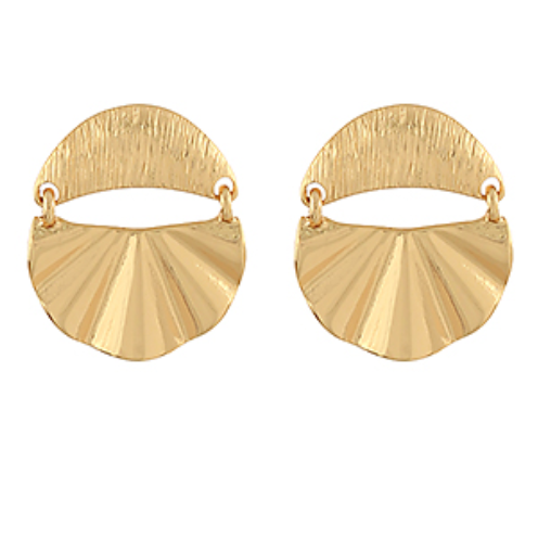 Gold Fan Shape Linked Studs
