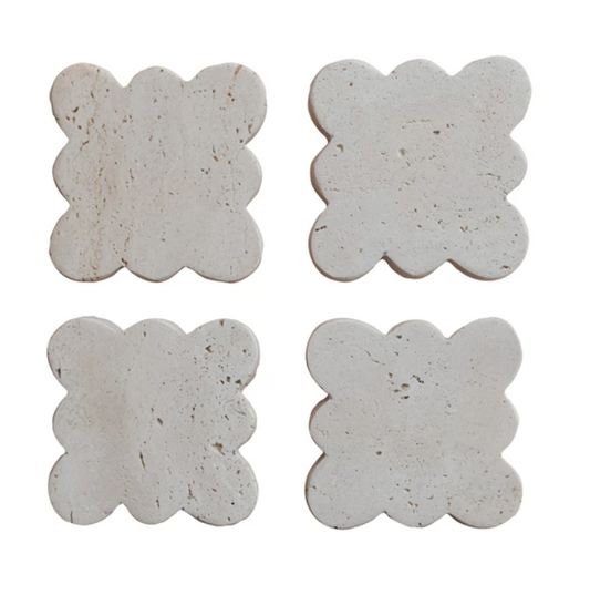 Scallop Edge Travertine Coasters (Set of 4)