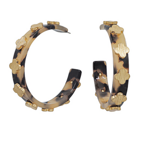 Metal Clover Tortoise Hoops