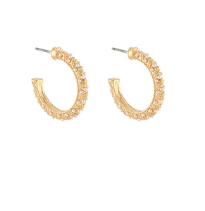 Pearl Dotted Gold Hoops