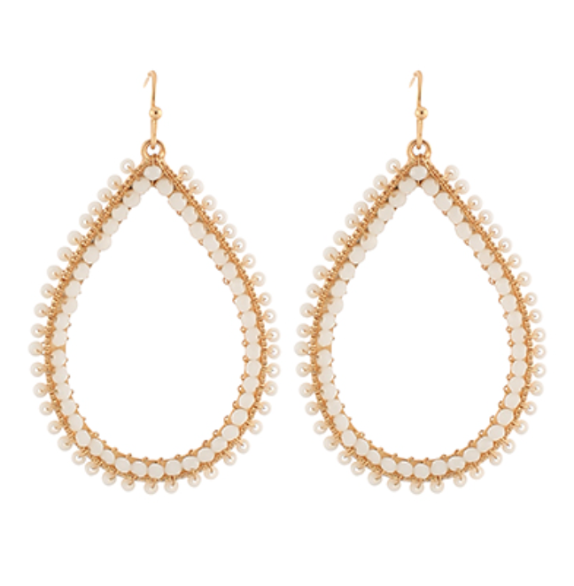 Seedbead Teardrop Dangles - Ivory