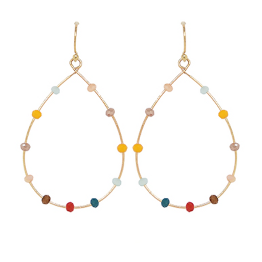 Confetti Beaded Gold Hoops