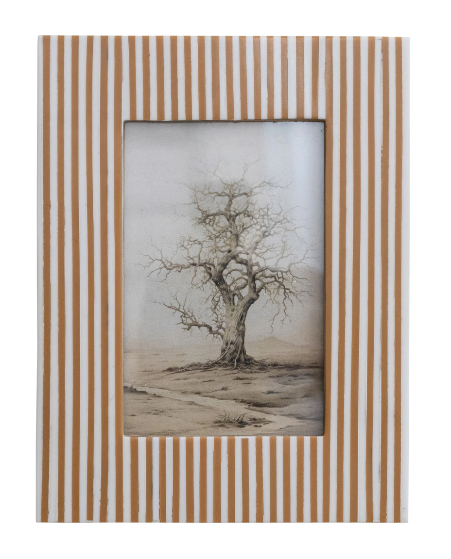 Caramel & White Striped Photo Frame