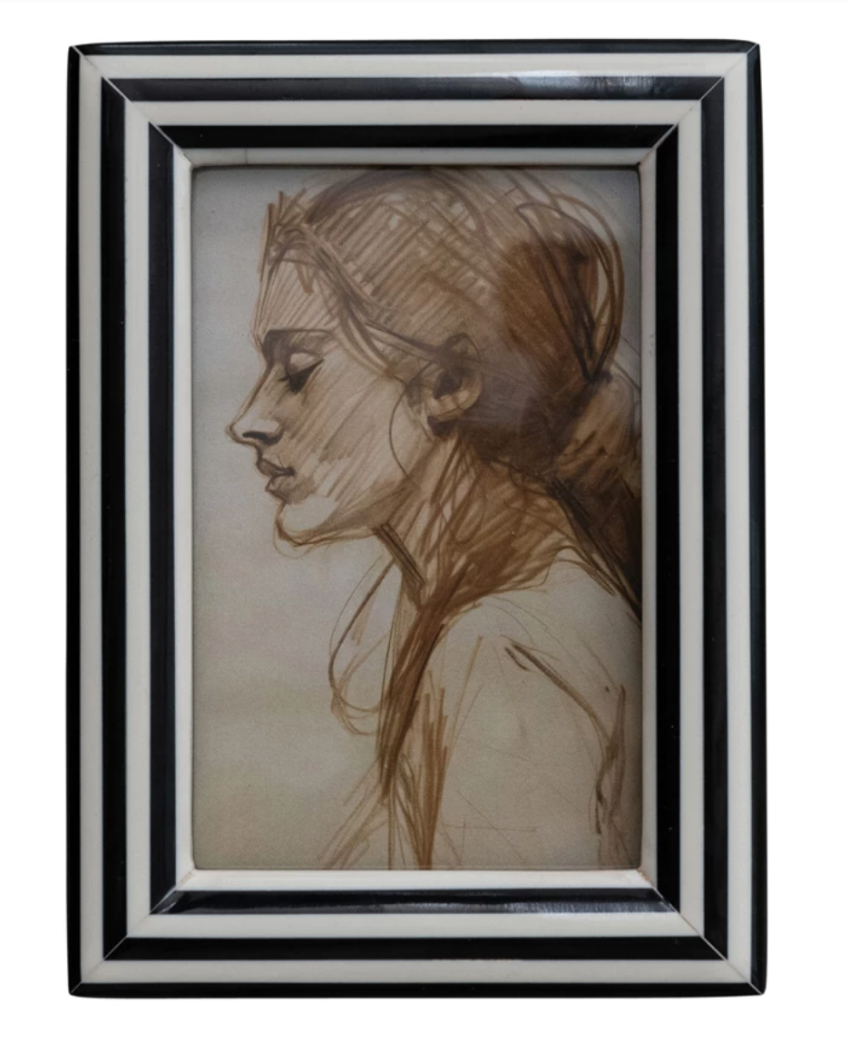 Billie Black & White Striped Photo Frame