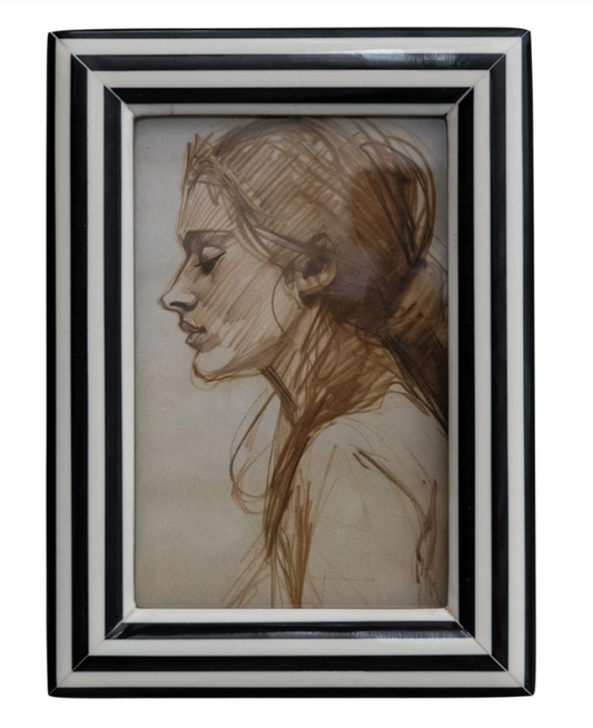 Billie Black & White Striped Photo Frame