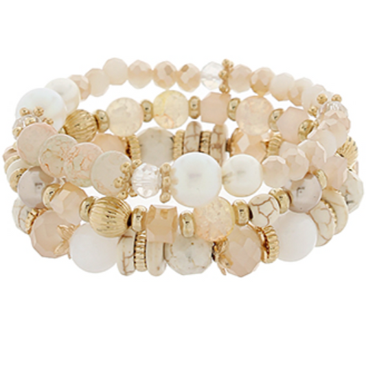 Dusty Pink Bead & Pearl Bracelet