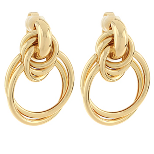 Gold Door Knocker Clip on Earrings