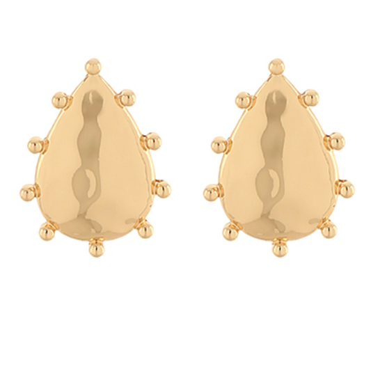 Dotted Teardrop Earrings- Gold