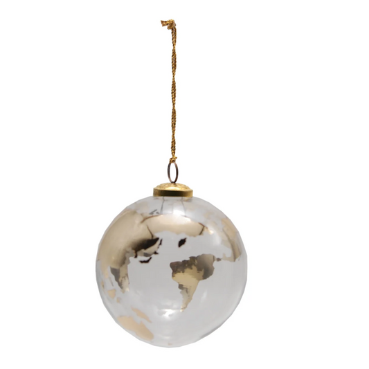 Glass Ball Globe Ornament- Gold