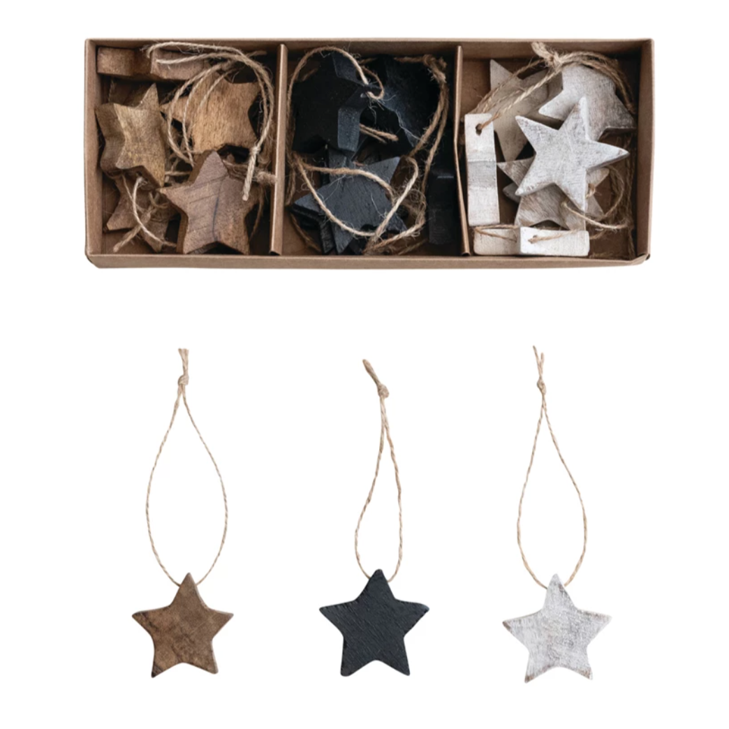 Reagan Mango Wood Star Ornaments (Set of 24)