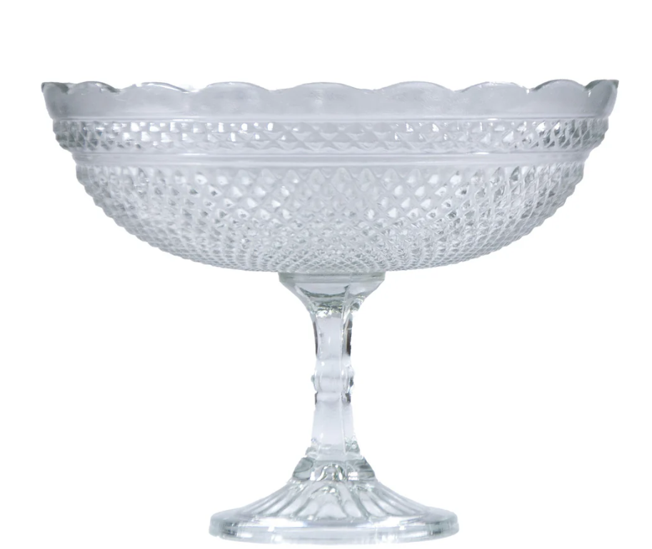 Persy Pressed Glass Scalloped Footed Bowl