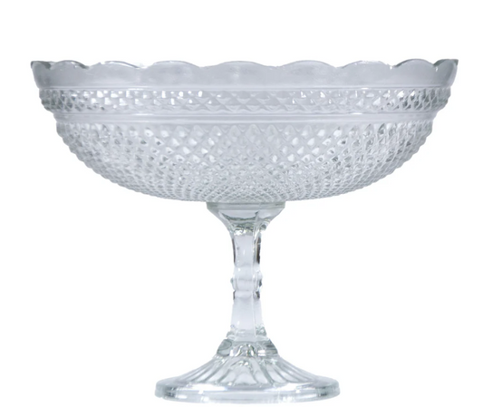 Persy Pressed Glass Scalloped Footed Bowl